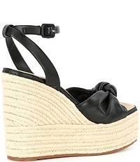 Gianni Bini Shanessa Knot Leather Jute Platform Wedge Sandals