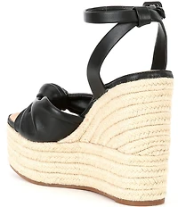 Gianni Bini Shanessa Knot Leather Jute Platform Wedge Sandals
