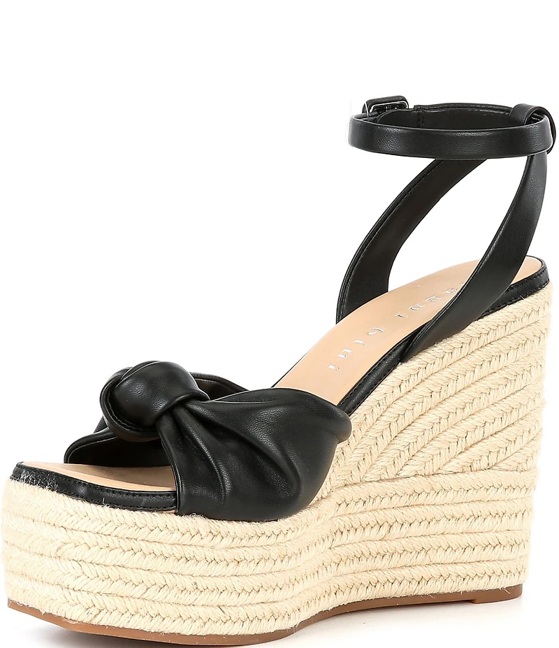 Gianni Bini Shanessa Knot Leather Jute Platform Wedge Sandals