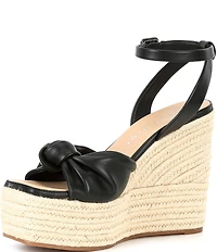 Gianni Bini Shanessa Knot Leather Jute Platform Wedge Sandals