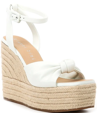 Gianni Bini Shanessa Knot Leather Jute Platform Wedge Sandals