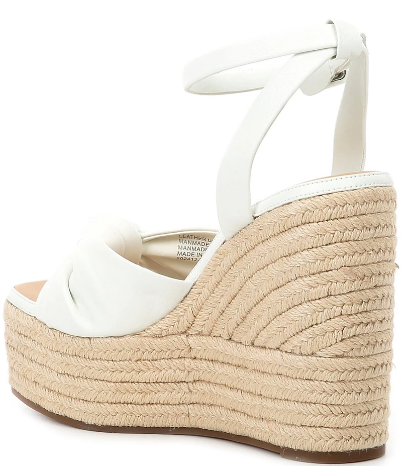 Gianni Bini Shanessa Knot Leather Jute Platform Wedge Sandals