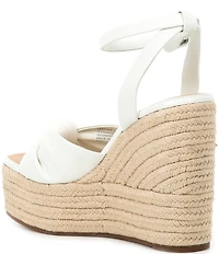 Gianni Bini Shanessa Knot Leather Jute Platform Wedge Sandals