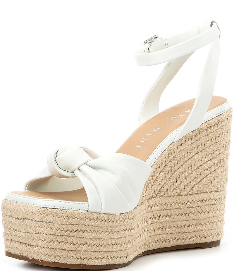 Gianni Bini Shanessa Knot Leather Jute Platform Wedge Sandals