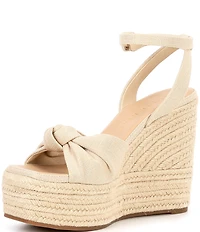 Gianni Bini Shanessa Linen Knot Jute Platform Wedge Sandals