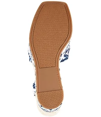 Gianni Bini Shanessa Two Palm Print Knot Jute Platform Wedge Sandals