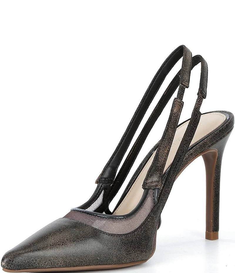 Gianni Bini Shara Distressed Leather Slingback Pumps