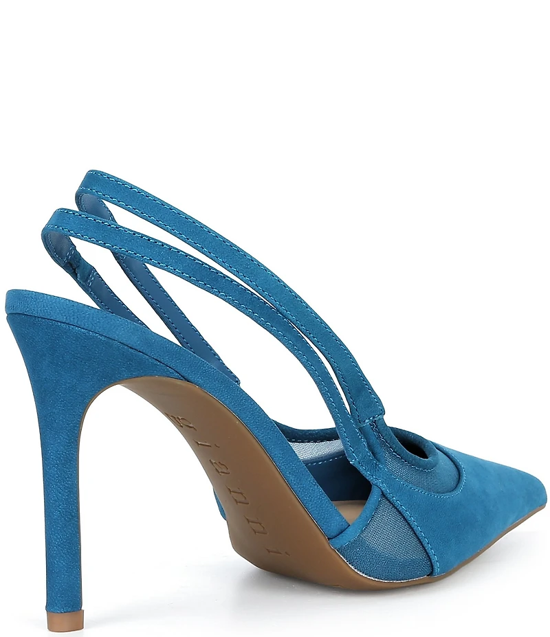 Gianni Bini Shara Suede Nubuck Mesh Trim Slingback Pumps