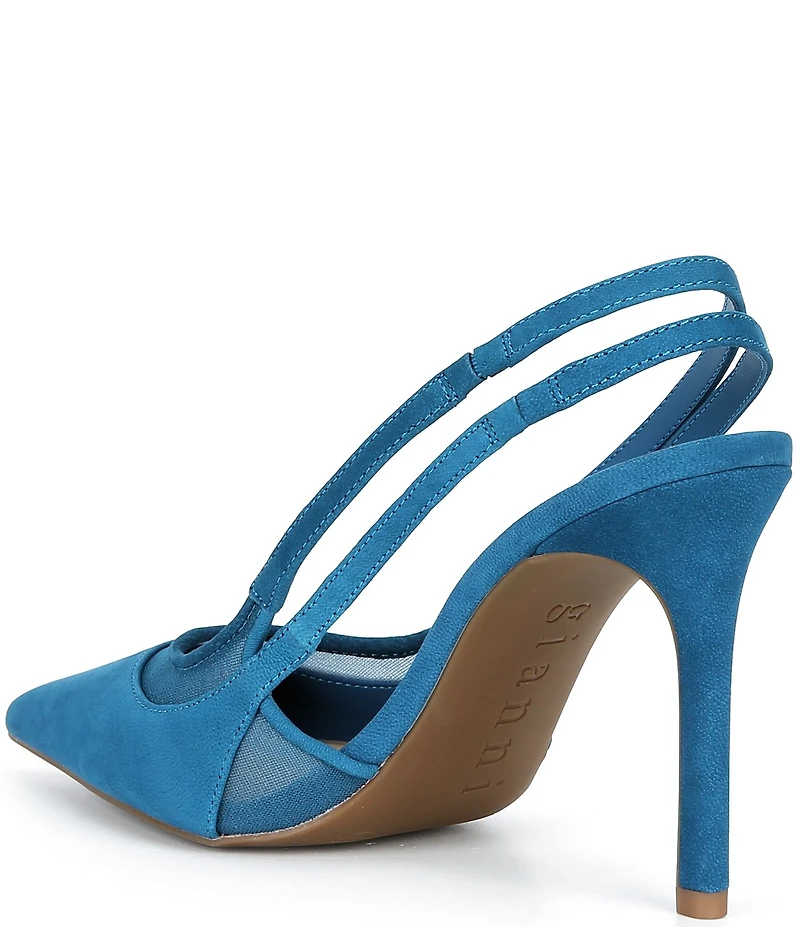 Gianni Bini Shara Suede Nubuck Mesh Trim Slingback Pumps