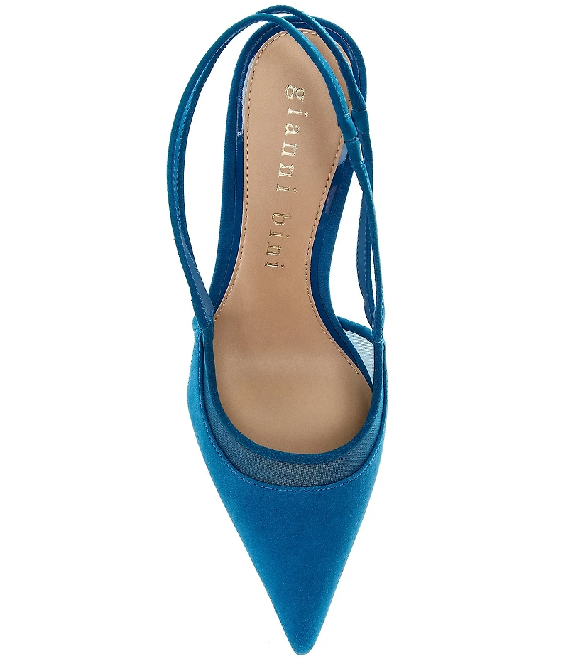 Gianni Bini Shara Suede Nubuck Mesh Trim Slingback Pumps