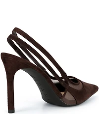 Gianni Bini Shara Suede Nubuck Mesh Trim Slingback Pumps