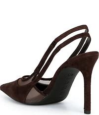 Gianni Bini Shara Suede Nubuck Mesh Trim Slingback Pumps