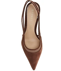 Gianni Bini Shara Suede Nubuck Mesh Trim Slingback Pumps