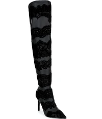 Gianni Bini Sharpe Stretch Lace Stiletto Over the Knee Boots