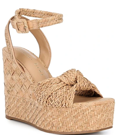 Gianni Bini Shayne Cork Braided Knot Wedge Platform Sandals