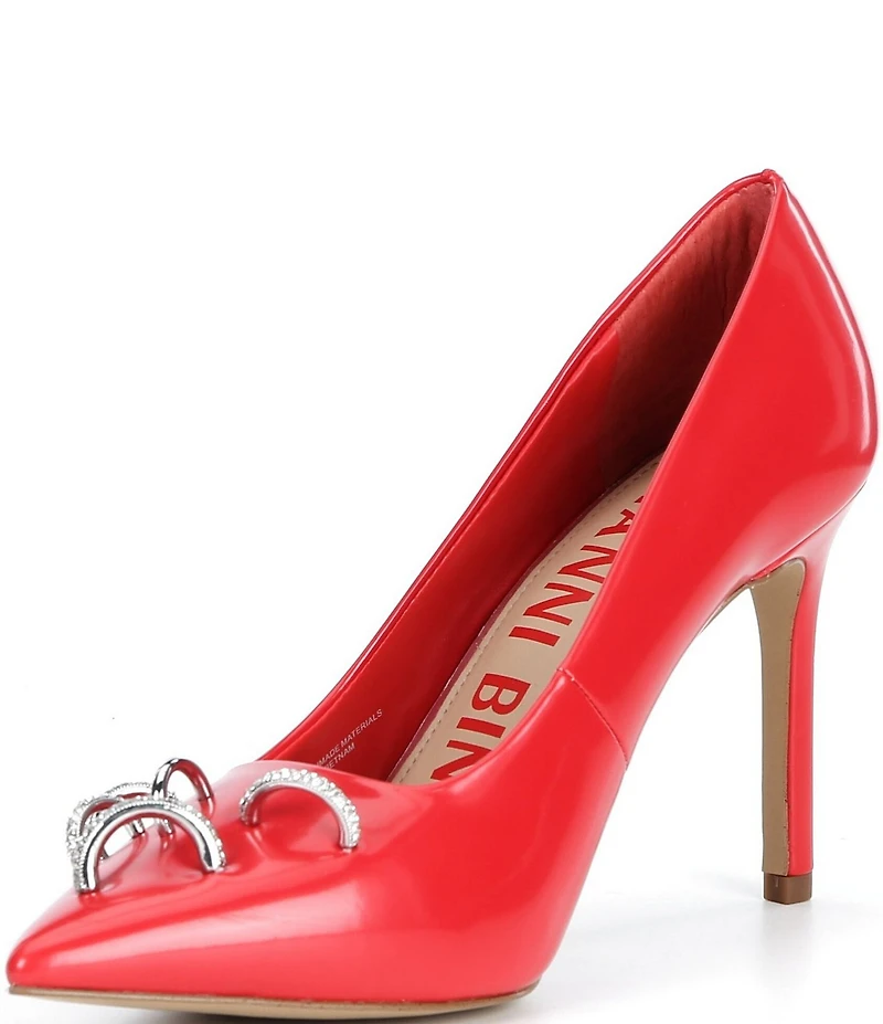 Gianni Bini Shilo Pierced Patent Pointed Toe Pumps