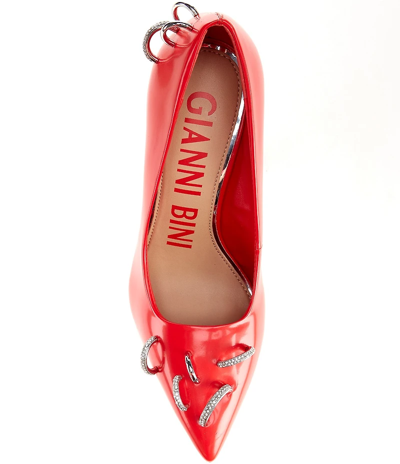 Gianni Bini Shilo Pierced Patent Pointed Toe Pumps