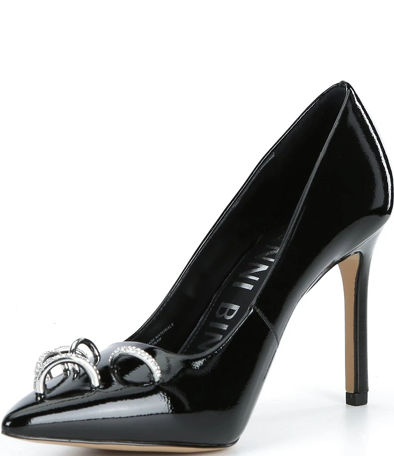 Gianni Bini Shilo Pierced Patent Pointed Toe Pumps