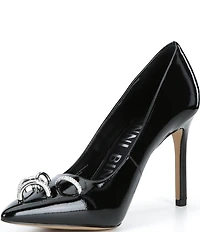 Gianni Bini Shilo Pierced Patent Pointed Toe Pumps
