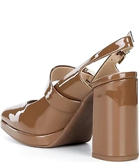 Gianni Bini Sonata Patent Square Toe Mary Jane Platform Pumps