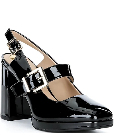 Gianni Bini Sonata Patent Square Toe Mary Jane Platform Pumps