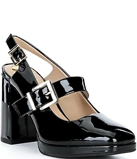Gianni Bini Sonata Patent Square Toe Mary Jane Platform Pumps