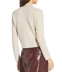 Gianni Bini Starlight Metallic Tinsel Long Sleeve Cardigan Sweater Tank Top Set