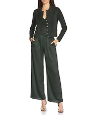 Gianni Bini Starlight Metallic Tinsel Long Sleeve Cardigan Sweater Tank Top Set