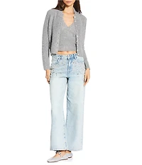 Gianni Bini Starlight Metallic Tinsel Long Sleeve Cardigan Sweater Tank Top Set