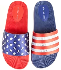 Gianni Bini Starrydaze Mismatched Americana Stars and Stripes Pool Slide Sandals