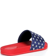Gianni Bini Starrydaze Mismatched Americana Stars and Stripes Pool Slide Sandals