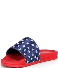 Gianni Bini Starrydaze Mismatched Americana Stars and Stripes Pool Slide Sandals