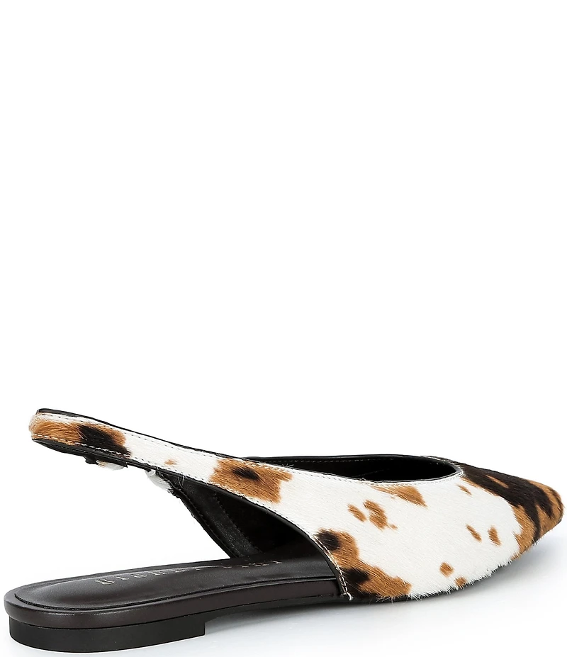 Gianni Bini Stefon Cow Print Haircalf Pointed Toe Slingback Dress Flats