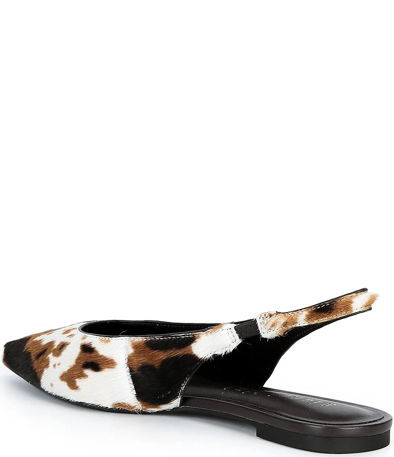 Gianni Bini Stefon Cow Print Haircalf Pointed Toe Slingback Dress Flats