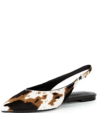 Gianni Bini Stefon Cow Print Haircalf Pointed Toe Slingback Dress Flats