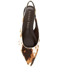 Gianni Bini Stefon Cow Print Haircalf Pointed Toe Slingback Dress Flats