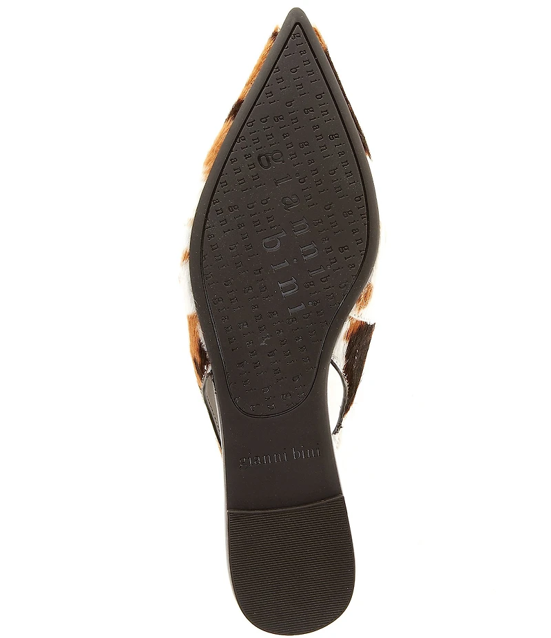 Gianni Bini Stefon Cow Print Haircalf Pointed Toe Slingback Dress Flats