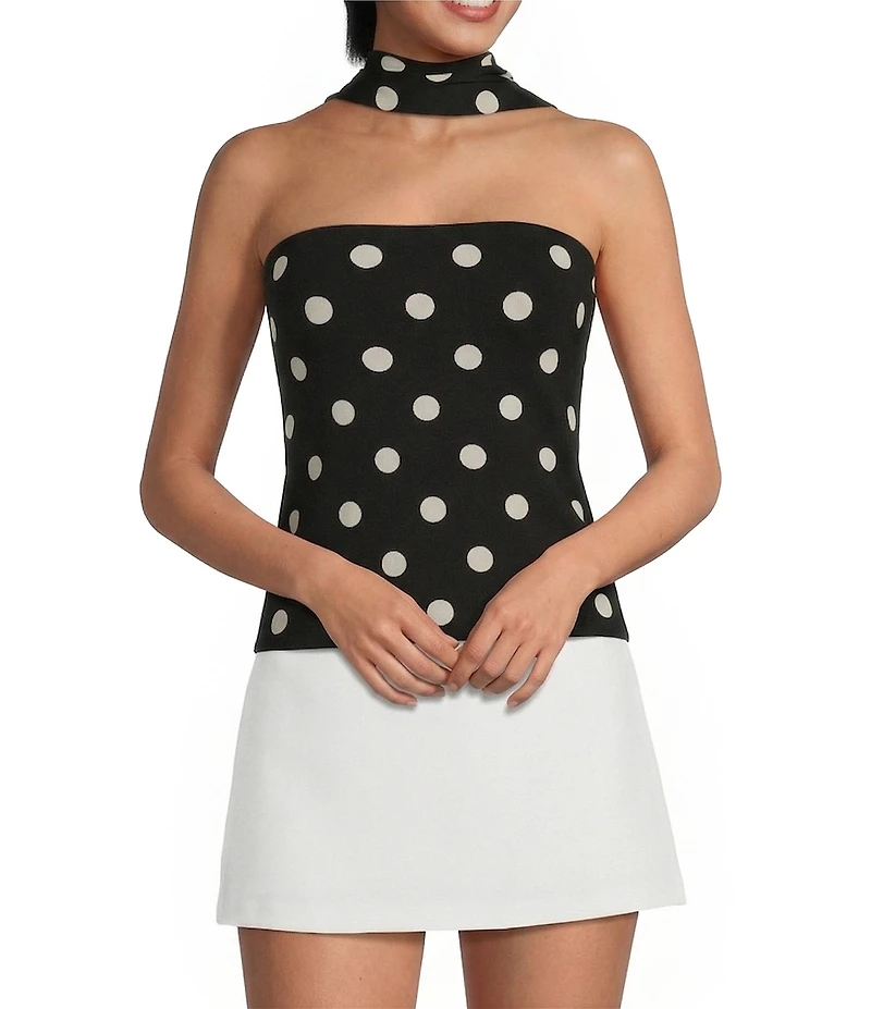 Gianni Bini Strapless Polka Dot Tube Top With Scarf