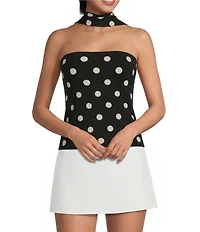 Gianni Bini Strapless Polka Dot Tube Top With Scarf