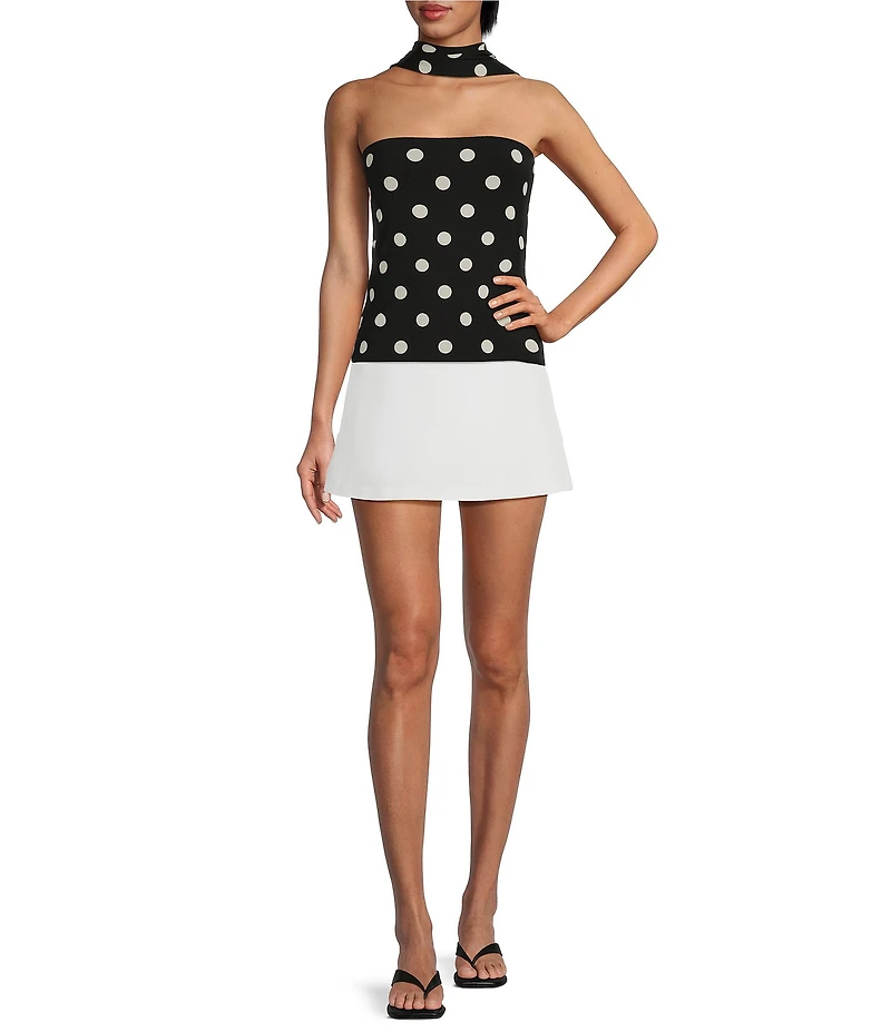 Gianni Bini Strapless Polka Dot Tube Top With Scarf