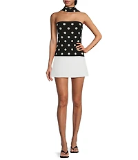 Gianni Bini Strapless Polka Dot Tube Top With Scarf
