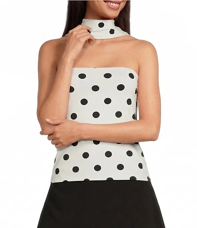 Gianni Bini Strapless Polka Dot Tube Top With Scarf