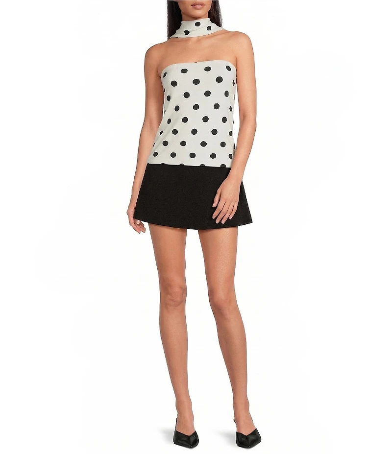Gianni Bini Strapless Polka Dot Tube Top With Scarf