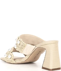 Gianni Bini Suni Raffia Pearl Ornamented Dress Slide Sandals