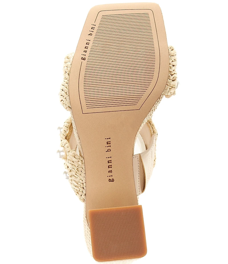 Gianni Bini Suni Raffia Pearl Ornamented Dress Slide Sandals