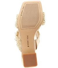 Gianni Bini Suni Raffia Pearl Ornamented Dress Slide Sandals