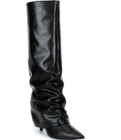 Gianni Bini Tara Leather Slouch Pant Leg Pointed Toe Stiletto Tall Boots