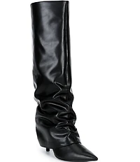 Gianni Bini Tara Leather Slouch Pant Leg Pointed Toe Stiletto Tall Boots
