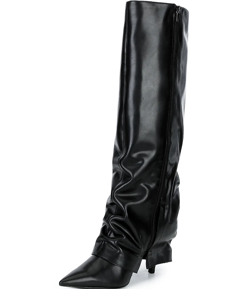 Gianni Bini Tara Leather Slouch Pant Leg Pointed Toe Stiletto Tall Boots