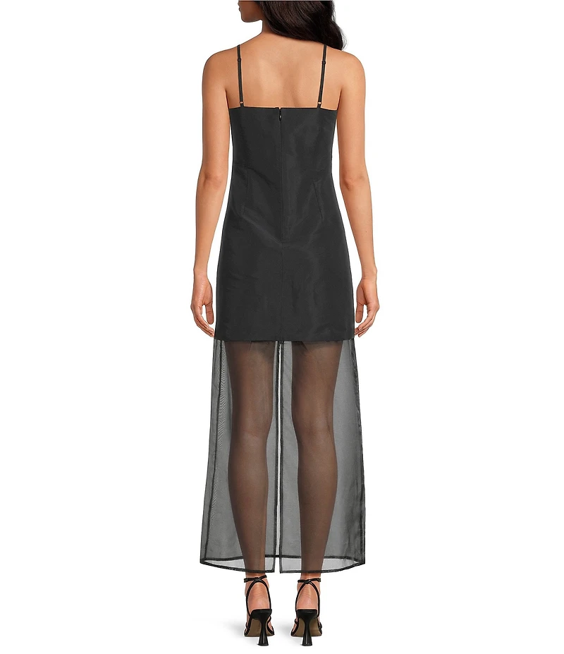 Gianni Bini Tara Organza Square Neck Sleeveless Drop Waist Midi Dress